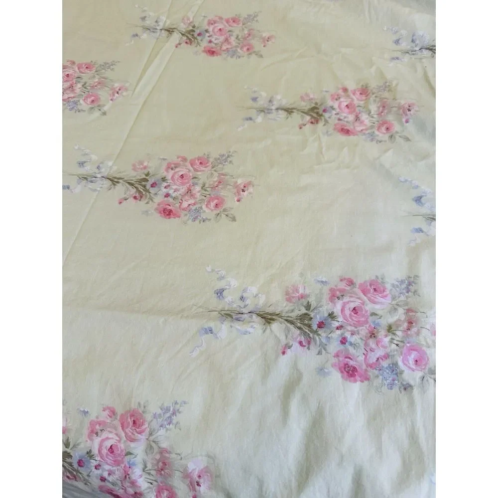 Simply Shabby Chic Blush Beauty Green Bouquet Rose Ruffle Duvet Set Full/Queen‎